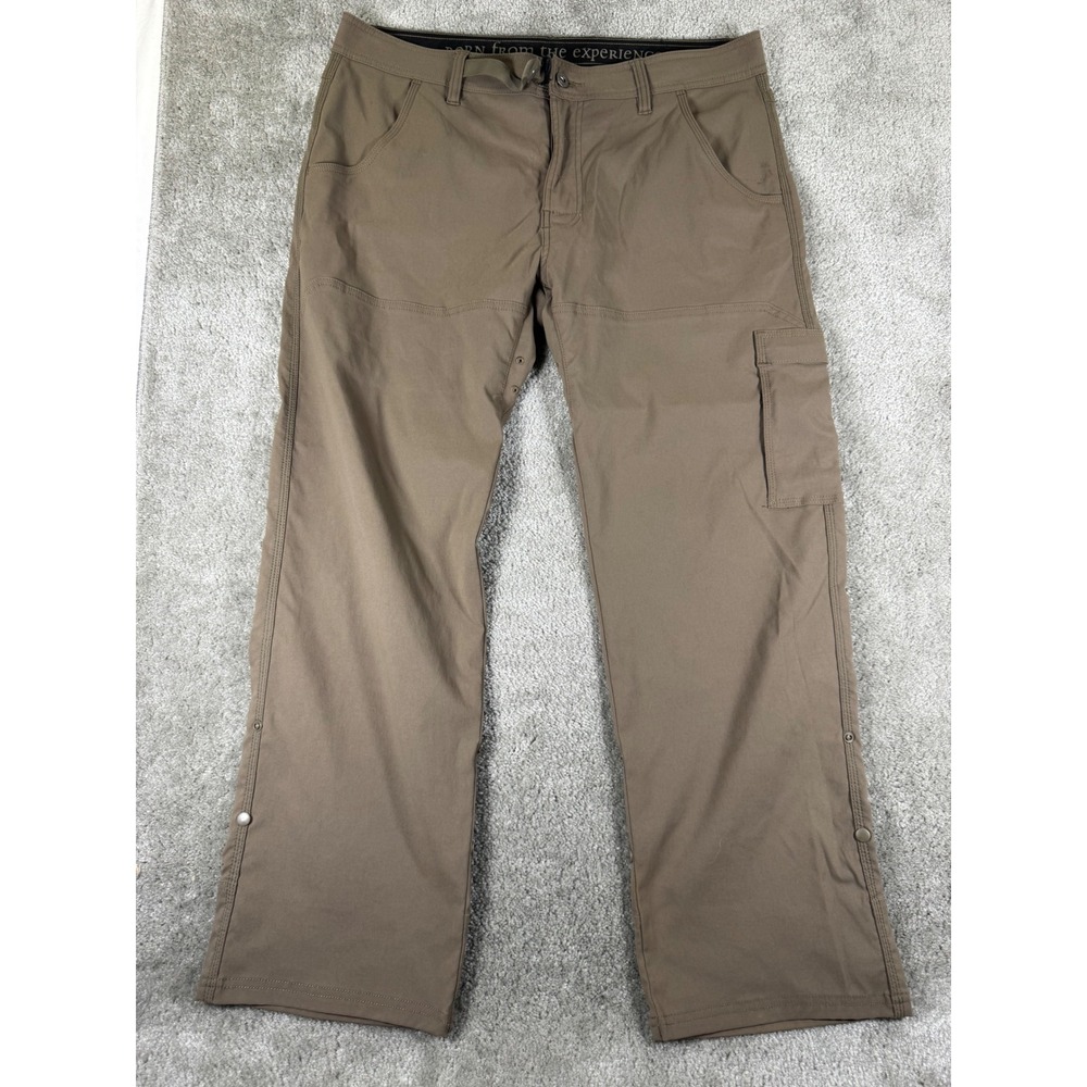 Prana Zion Hiking Pants Mens 36 Brown Stretch Cargo Outdoor Roll Up Leg Pant